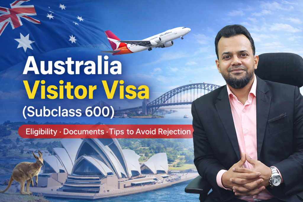 Australia Visitor Visa Subclass 600 from Bangladesh. Check eligibility, visa streams, required documents, fees, processing time, and refusal reasons. Apply with confidence.