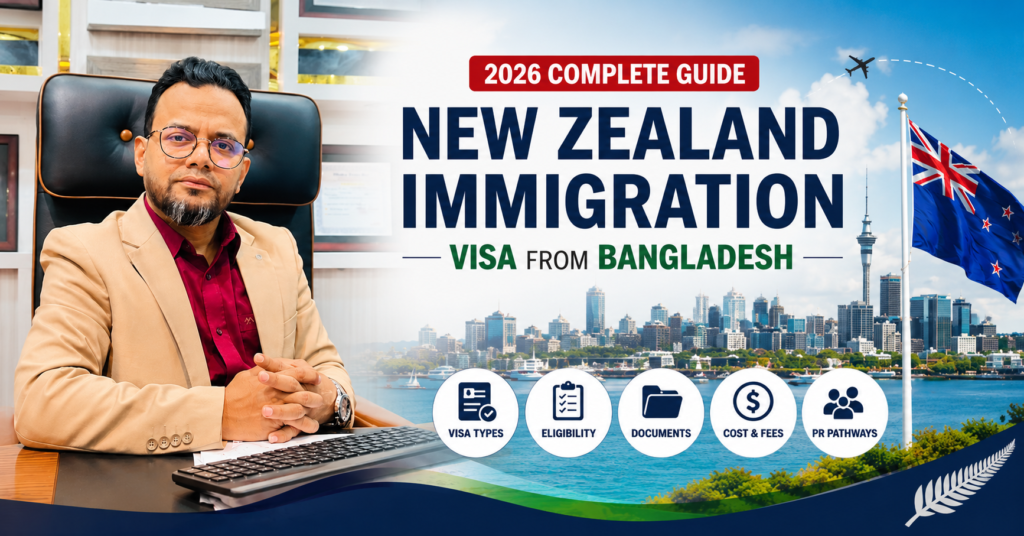 Complete New Zealand immigration guide for Bangladeshi applicants. Check visa categories, work permits, student visas, PR pathways, requirements, and processing details.